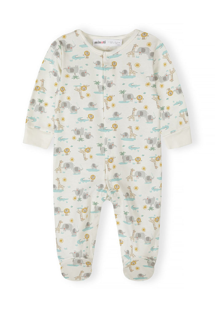 Cotton Sleepsuits 3-Pack, Safari, Cream Mint - 2