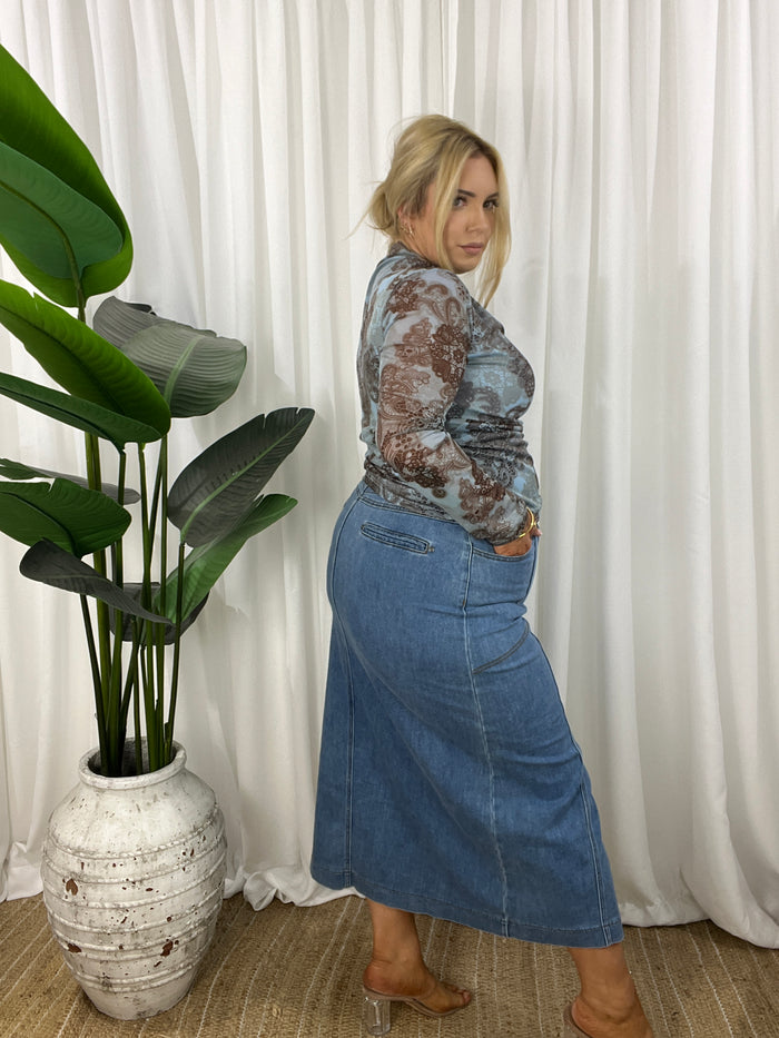 Bailey Midi Denim Skirt