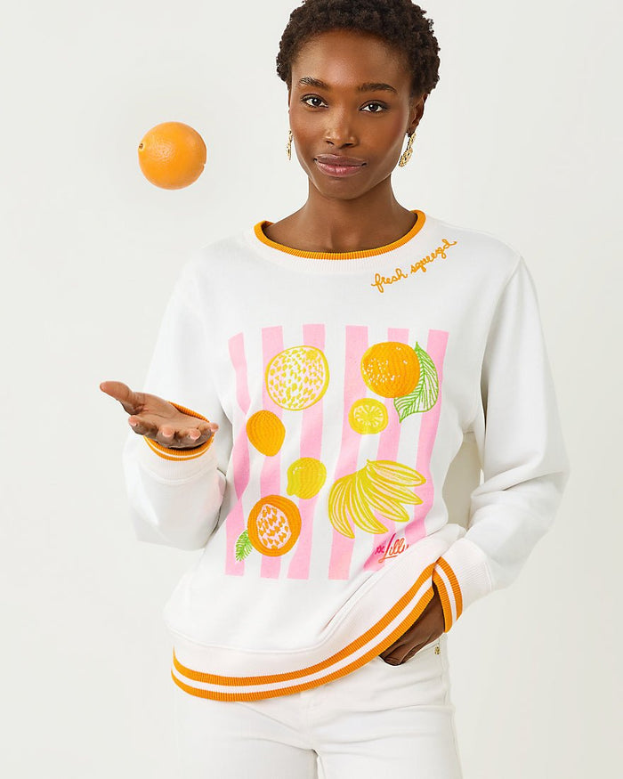 Lilly Pulitzer - Ballad Long Sleeve Sweatshirt - Multi Fresh Squeezed Embroidery