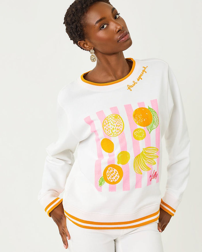 Lilly Pulitzer - Ballad Long Sleeve Sweatshirt - Multi Fresh Squeezed Embroidery