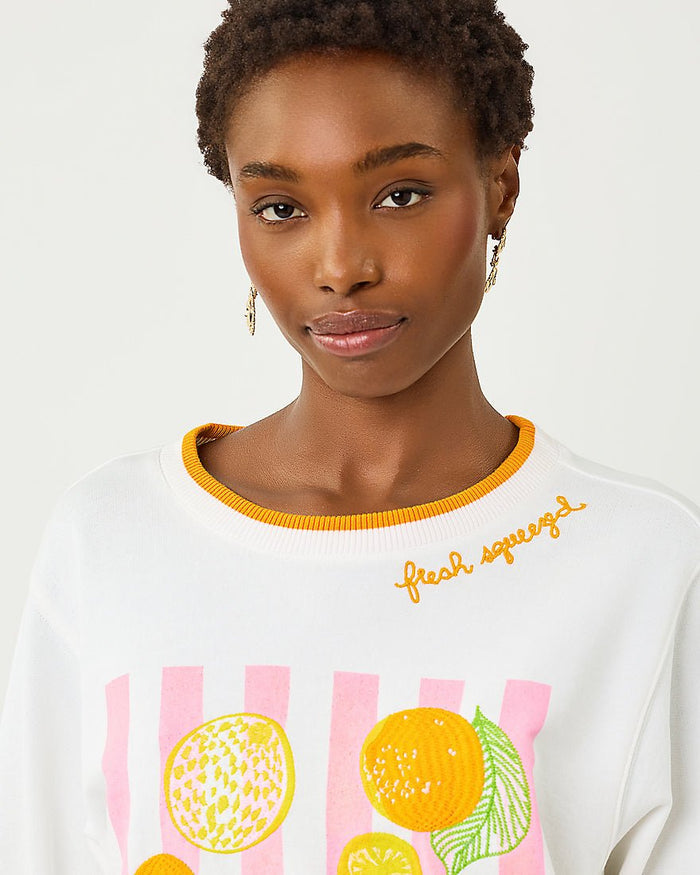 Lilly Pulitzer - Ballad Long Sleeve Sweatshirt - Multi Fresh Squeezed Embroidery