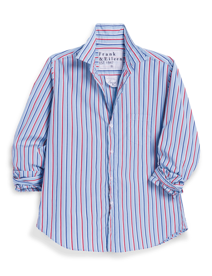 Striped shirt with brand label on a transparent background