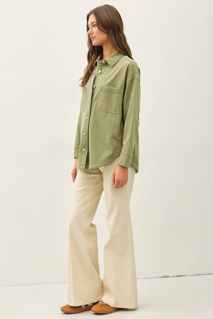 Be Cool - [NEW SHADED]GARMENT-DYE COTTON FLEECE OVERSIZED SHACKET