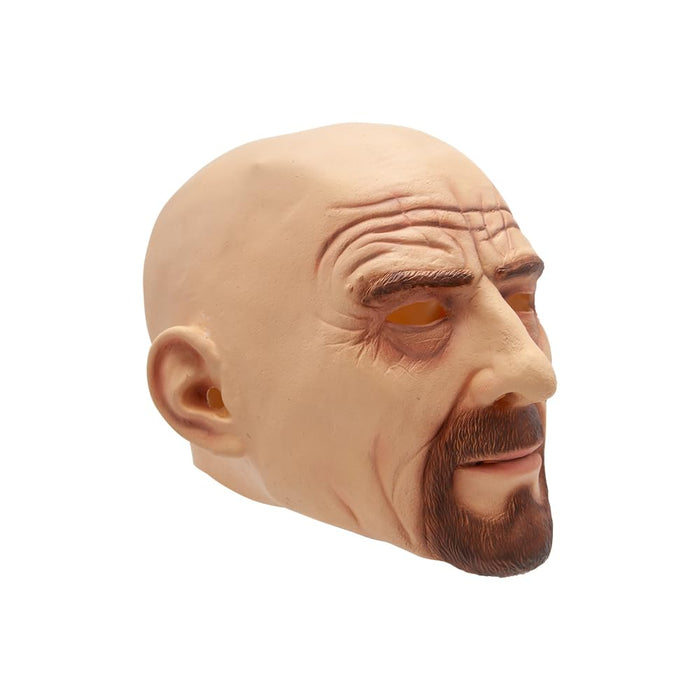 Beige mask of a person's head with a beard on a white background
