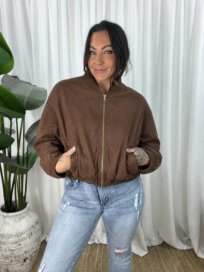 Bella Faux Suede Bomber Jacket