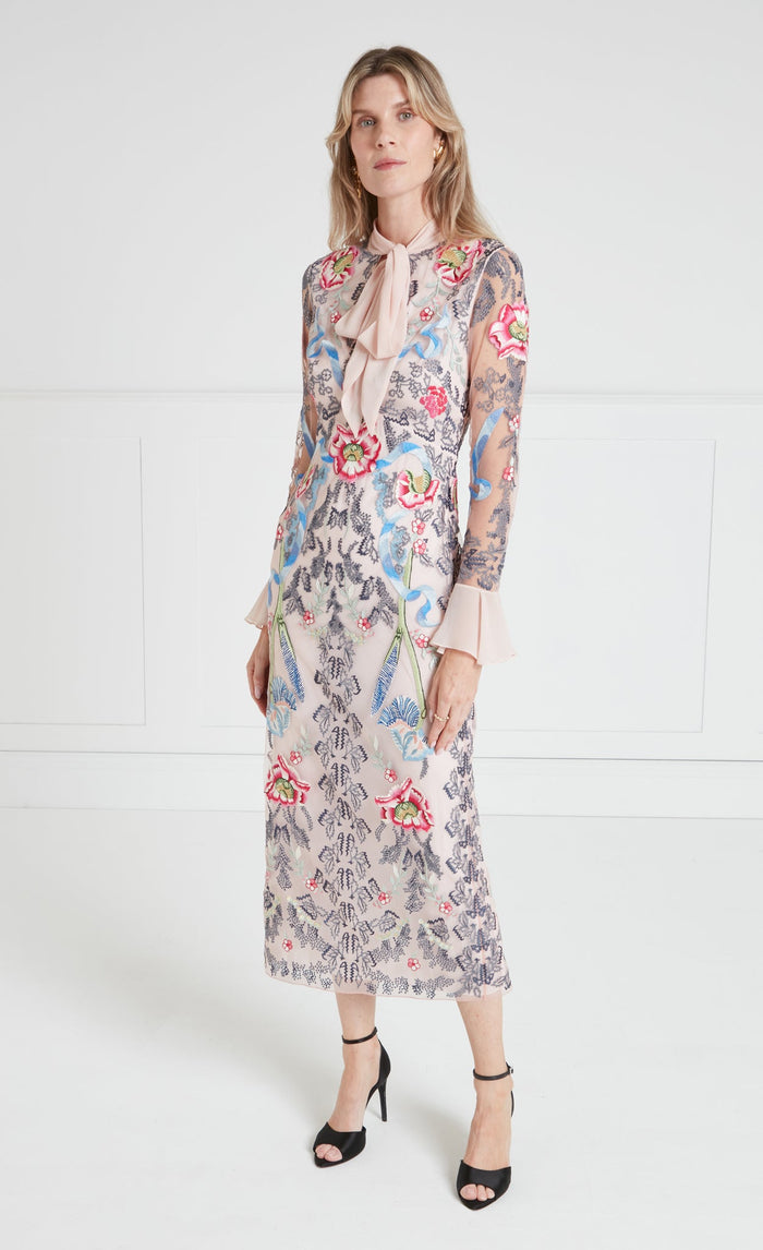 Bilbao Tie Dress - Rosewater
