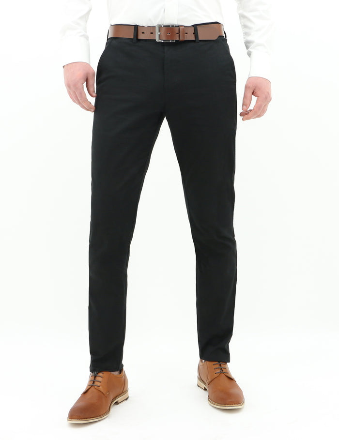 Black 490 Cotton Stretch Slim Chino
