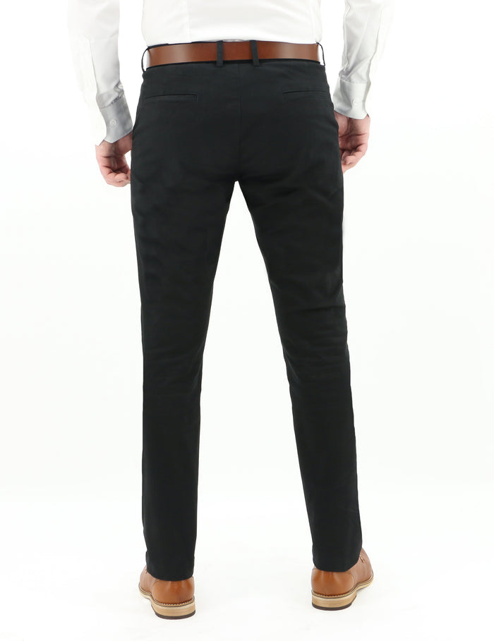 Black 490 Cotton Stretch Slim Chino