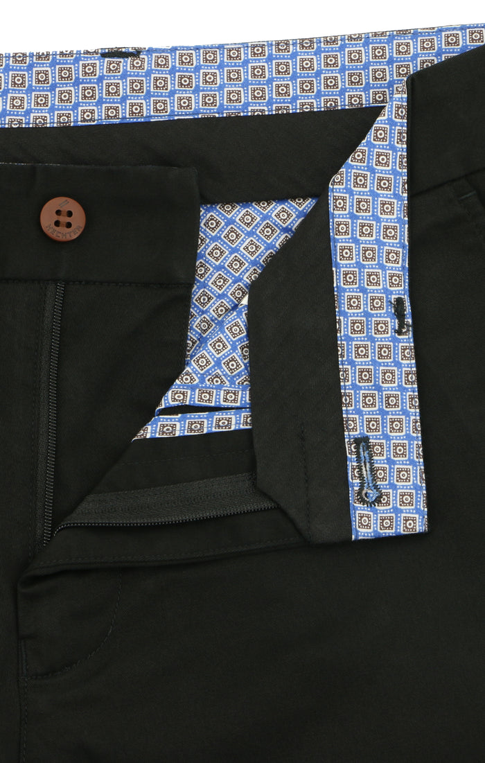 Black 490 Cotton Stretch Slim Chino