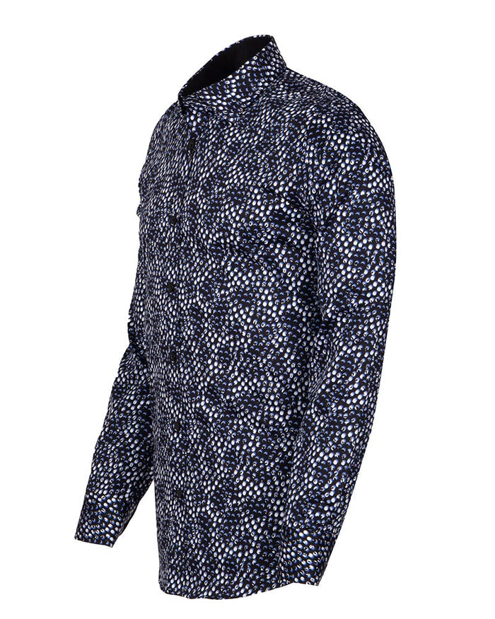 Black Polka Dot Print Shirt with Matching Handkerchief-Makrom