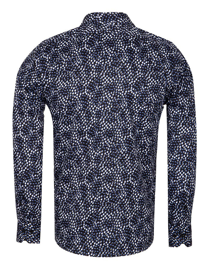 Black Polka Dot Print Shirt with Matching Handkerchief-Makrom
