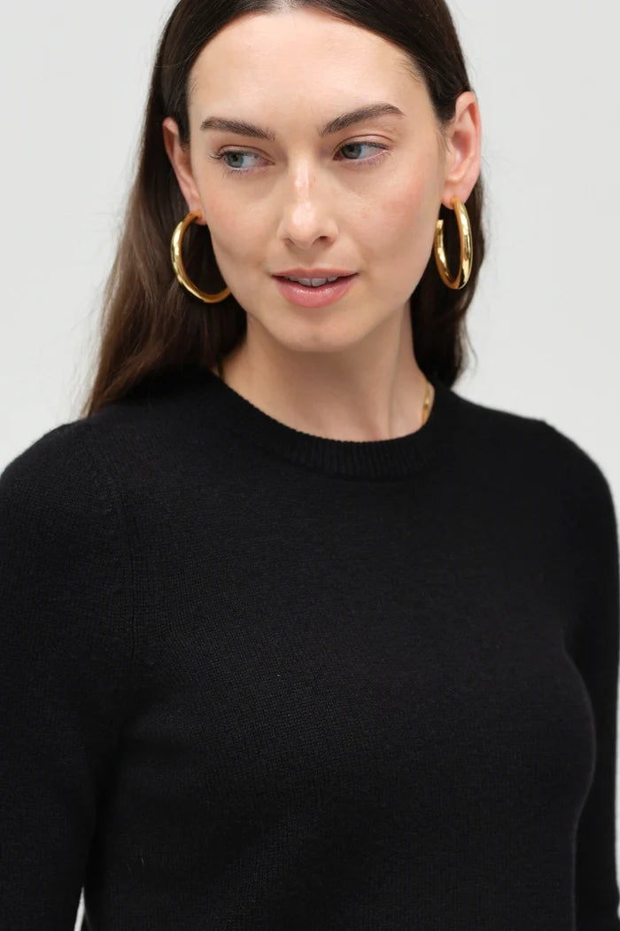 Black Pure Cashmere Crew Sweater