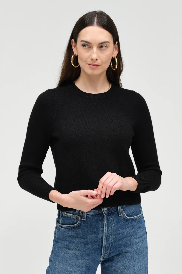 Black Pure Cashmere Crew Sweater