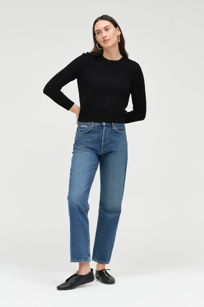 Black Pure Cashmere Crew Sweater