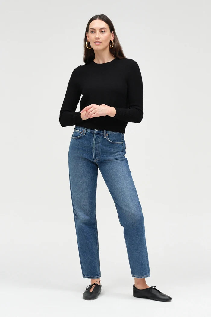 Black Pure Cashmere Crew Sweater