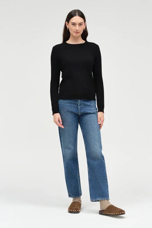 Black Pure Cashmere Cropped Sweater