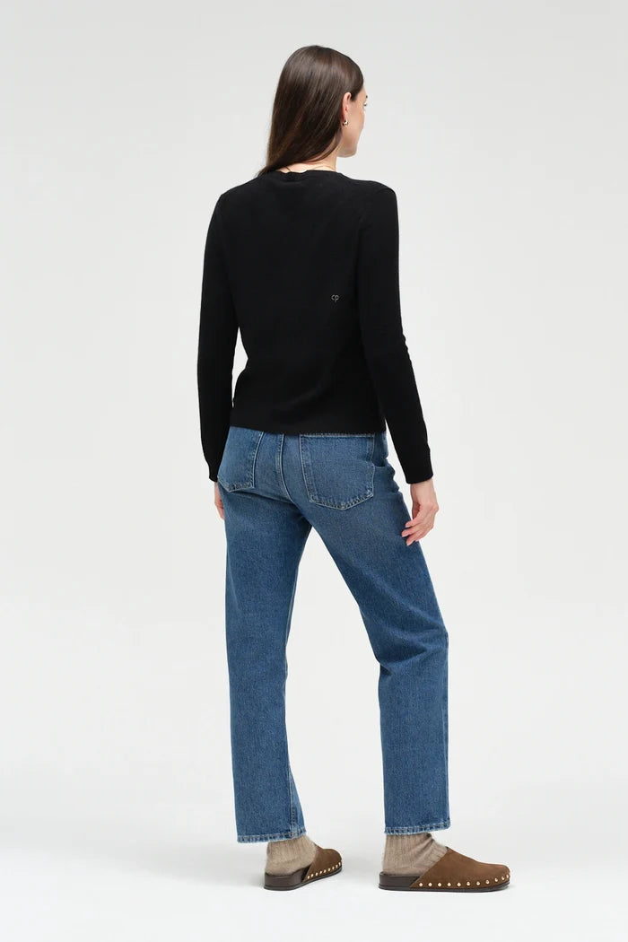 Black Pure Cashmere Cropped Sweater
