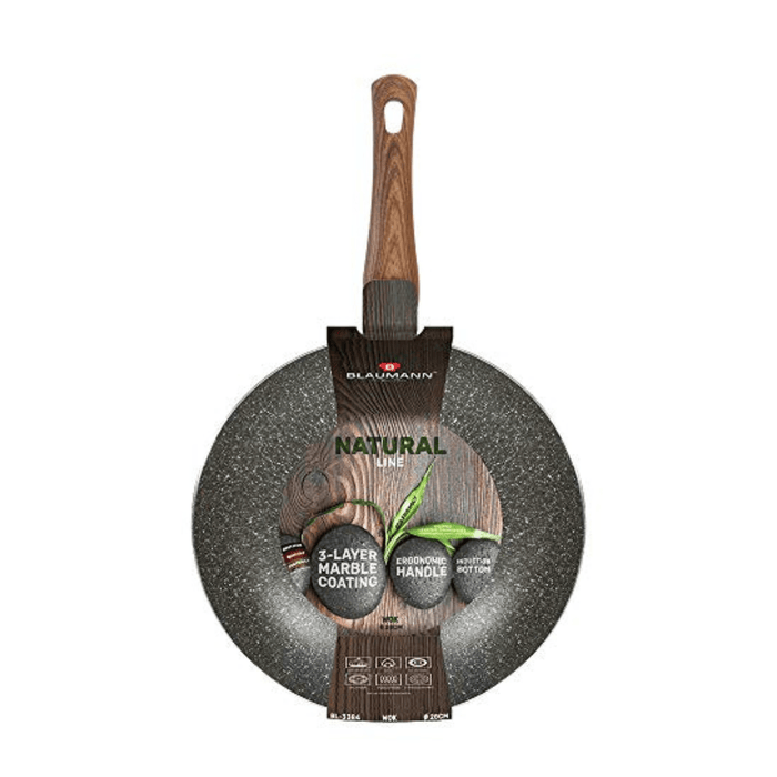 Blaumann Wok Aluminium Marble Cladding Dark Grey Diamatro 28cm