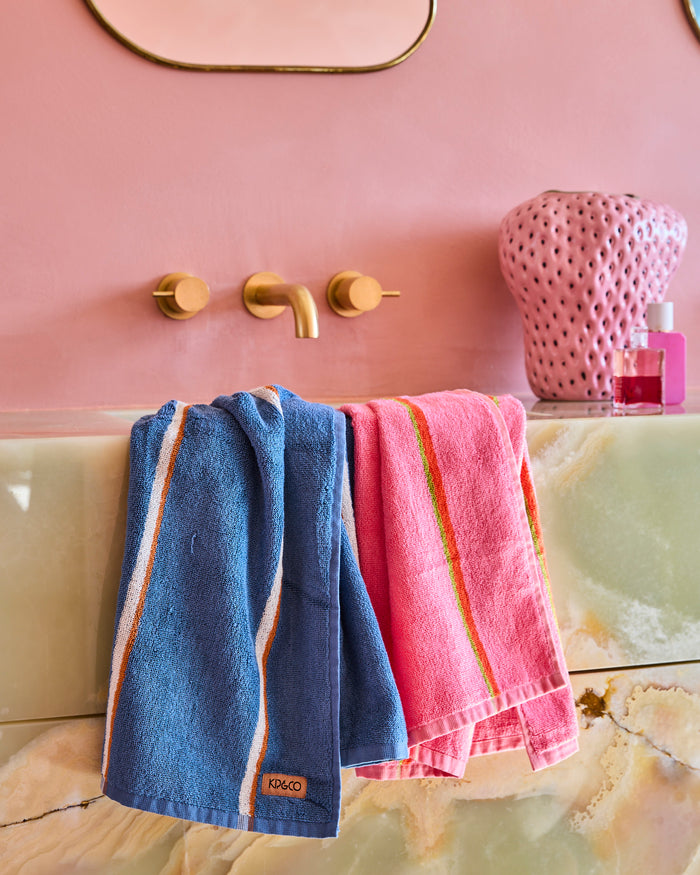 Blue Lagoon Stripe Bamboo Terry Hand Towel