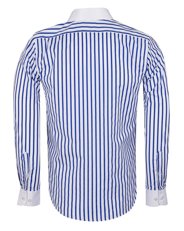 Blue Striped Men's Shirt Club Collar Pin Chain-Makrom