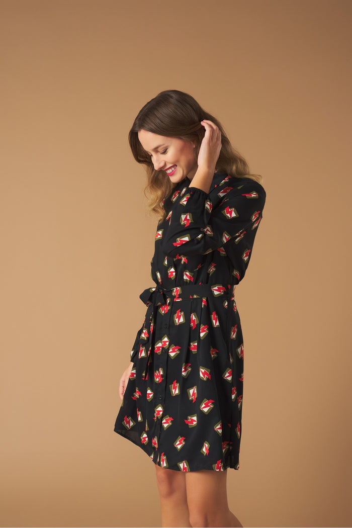 BOLT SHIRT DRESS (BLACK)