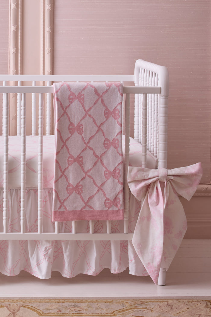 Bow Throw Blanket- PASTEL PINK