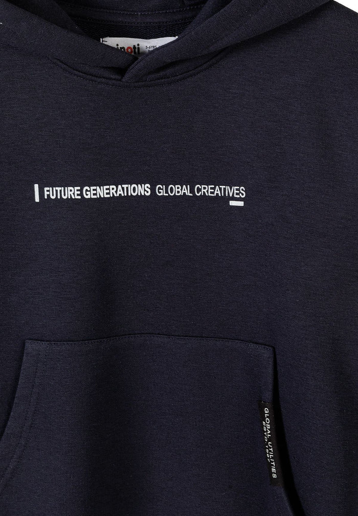 Hooded Tracksuit, Black, Text Print - 6