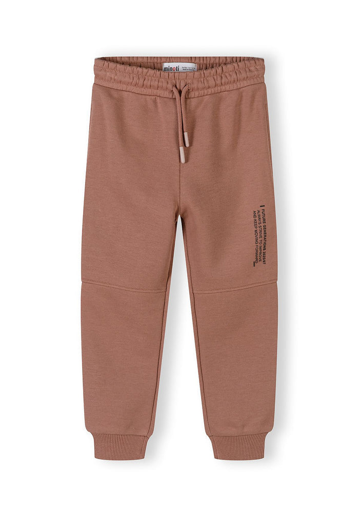 Hooded Tracksuit Set, Cognac, Slogan Print - 4