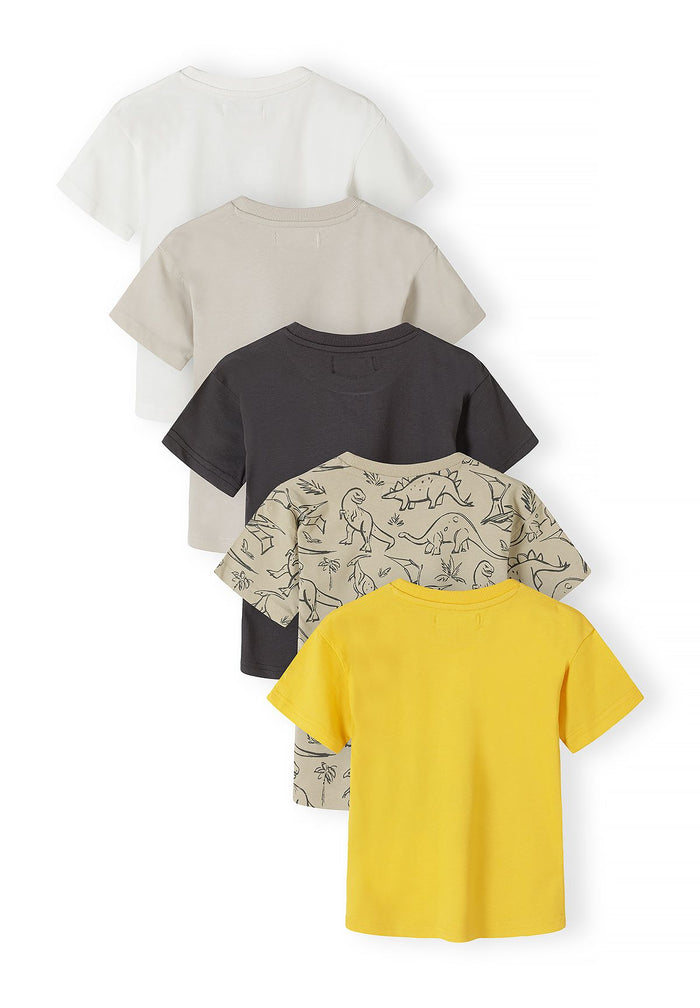 T-Shirts 5-Pack, Dinosaur Print, Mixed Colours - 2