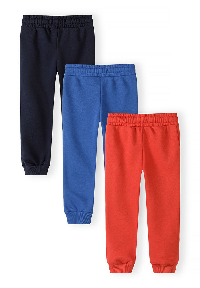 Joggers 3-Pack, Athletic ATHL Logo, Navy Blue Red - 3