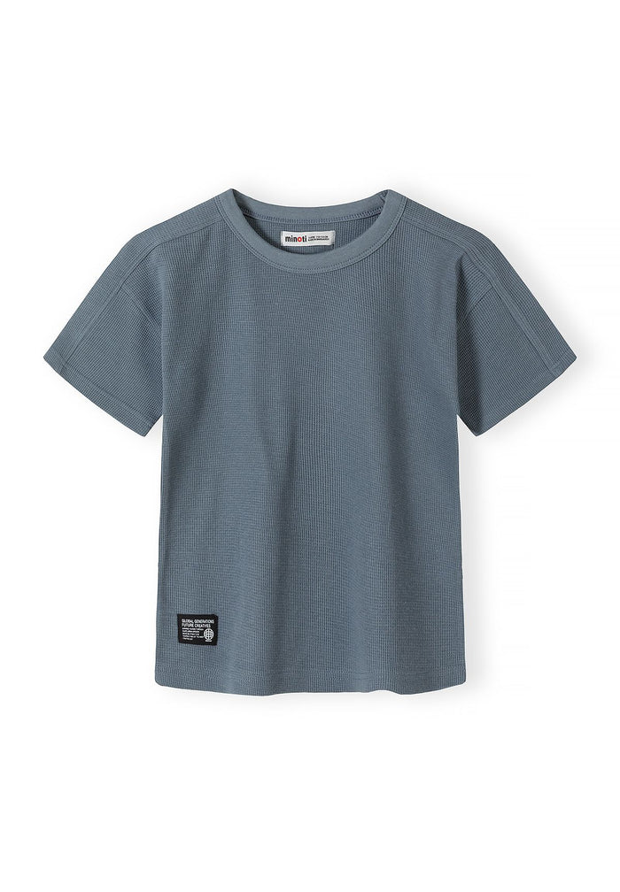 Waffle Jersey T-Shirt and Shorts Set, Blue Grey - 3