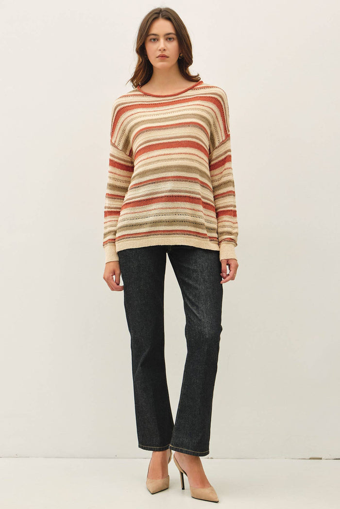 BREEZY KNIT MULTI STRIPED SWEATER