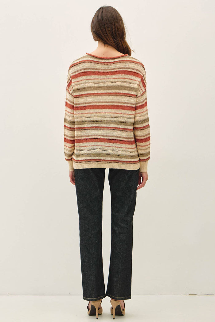 BREEZY KNIT MULTI STRIPED SWEATER