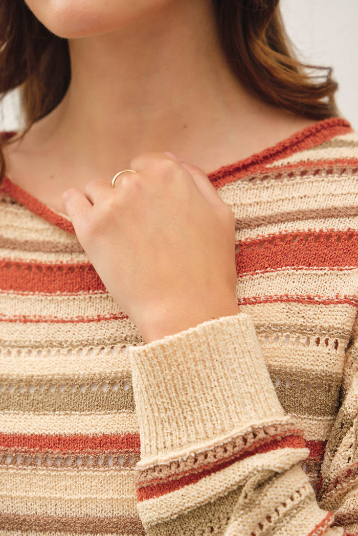BREEZY KNIT MULTI STRIPED SWEATER