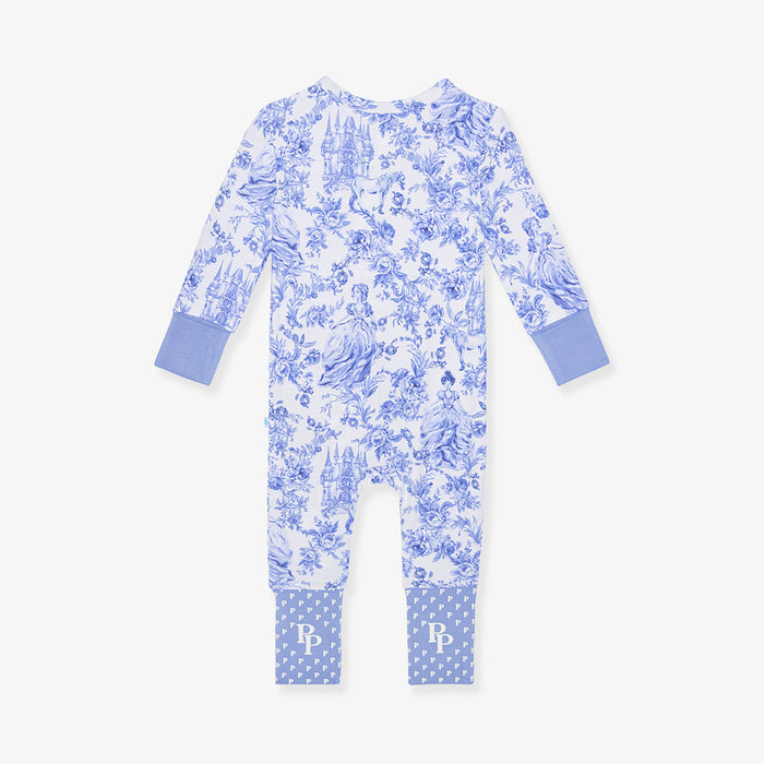Back image of blue floral one piece