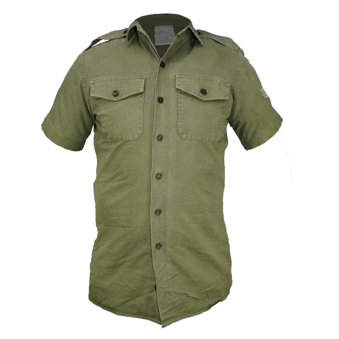 British Olive Cotton Short Sleeve Shirt - British Army Surplus - Service Shirts