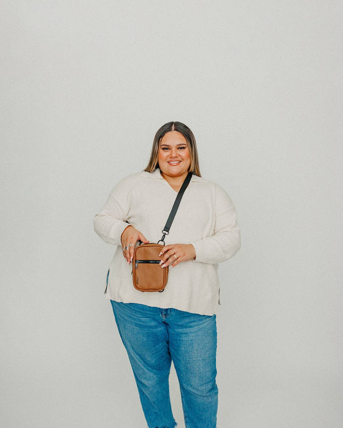 Brixley Bags - Leather Toffee Crossbody Sling