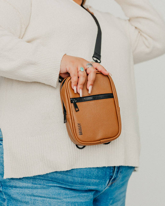 Brixley Bags - Leather Toffee Crossbody Sling