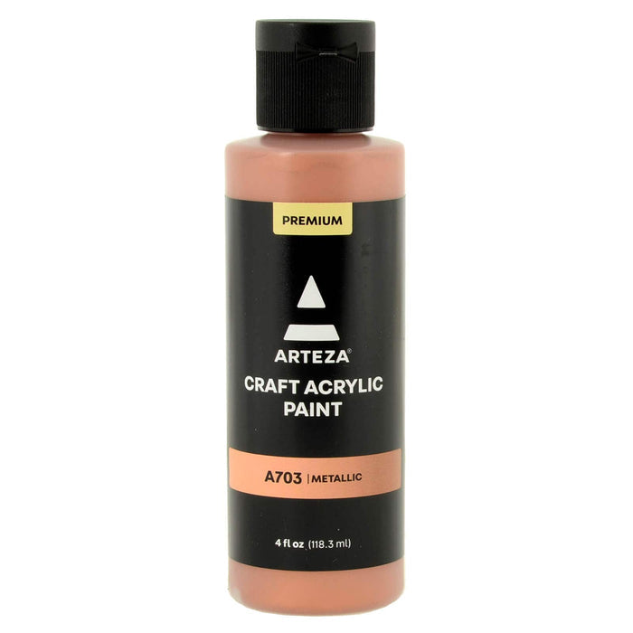 Bottle of Artez A703 Metallic Bronze acrylic paint on a white background
