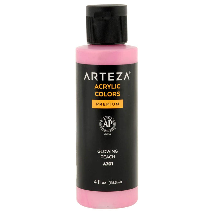 A bottle of Glowing Peach colour A701 acrylic paint