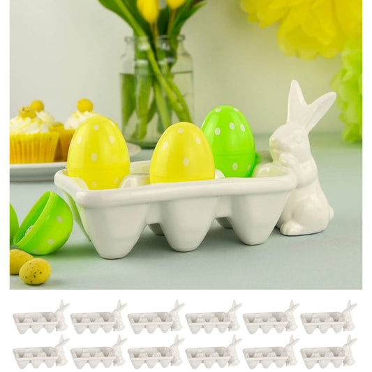 Bulk Pack of 12 Easter Bunny Egg Carton Candy Holder White Rabbit