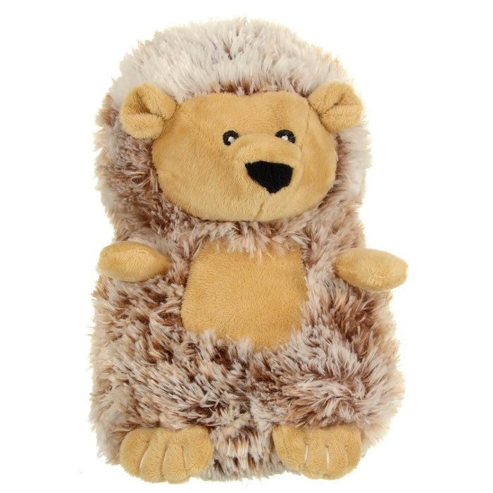Plush 3D padded hedgehog design heat pad on a white background