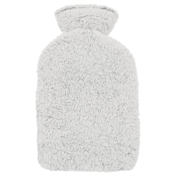 Back of a hot water bottle cover in grey fleece