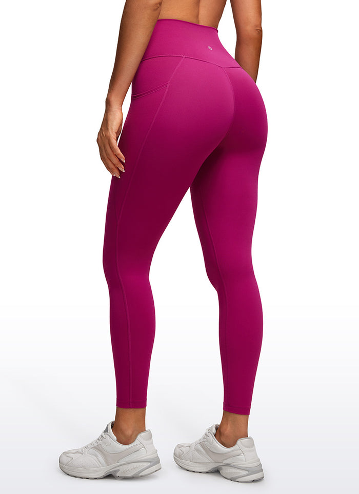 CRZ YOGA Butterluxe Womens Crossover Waist Leggings with Pockets 25" Magenta Purple