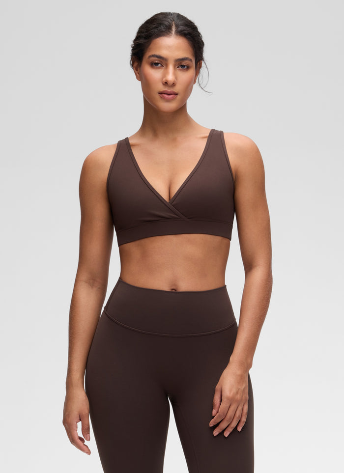 CRZ YOGA Women Butterluxe Maternity Nursing Bras Crossover Wireless Hot Fudge Brown