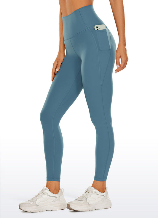 CRZ YOGA Women's Yoga Lounge High Rise Butterluxe Pocket Leggings 25'' Blue Ashes