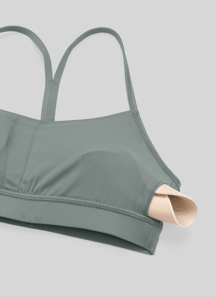 CRZ YOGA Women's Yoga Light Support Butterluxe Sports Bra Y back Grey Sage