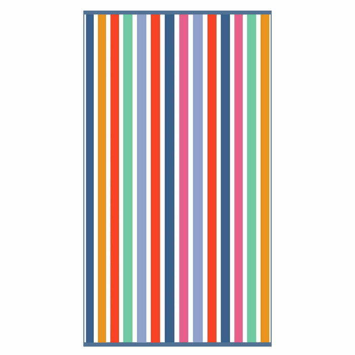 Multicoloured stripes on a large beach towel