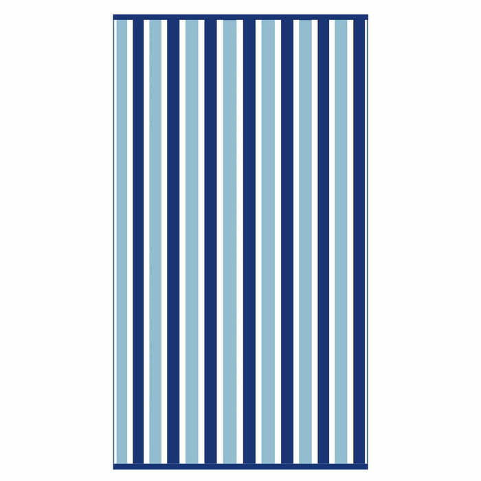 Dark and llight blue stripes on a jumbo beach towel
