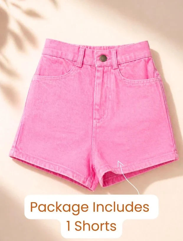 Candy Pink Girls Shorts denim-Tweeny Mini